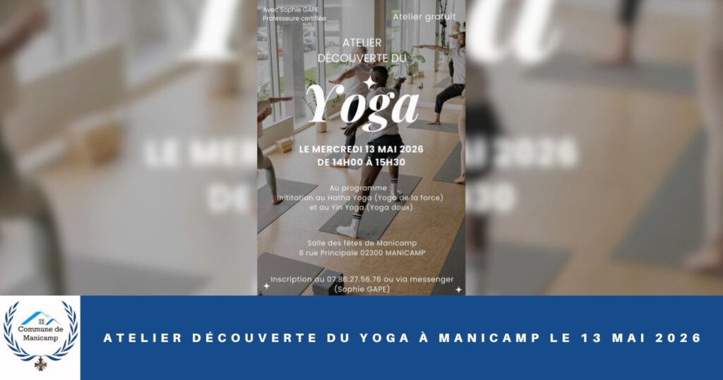 Atelier découverte du yoga à Manicamp le 13 mai -FB- Commune de Manicamp